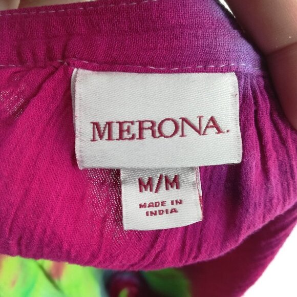 Tie-Dye Peasant Top Size M Embroidered Hippie Boho Shirt Merona OOAK - Picture 4 of 12